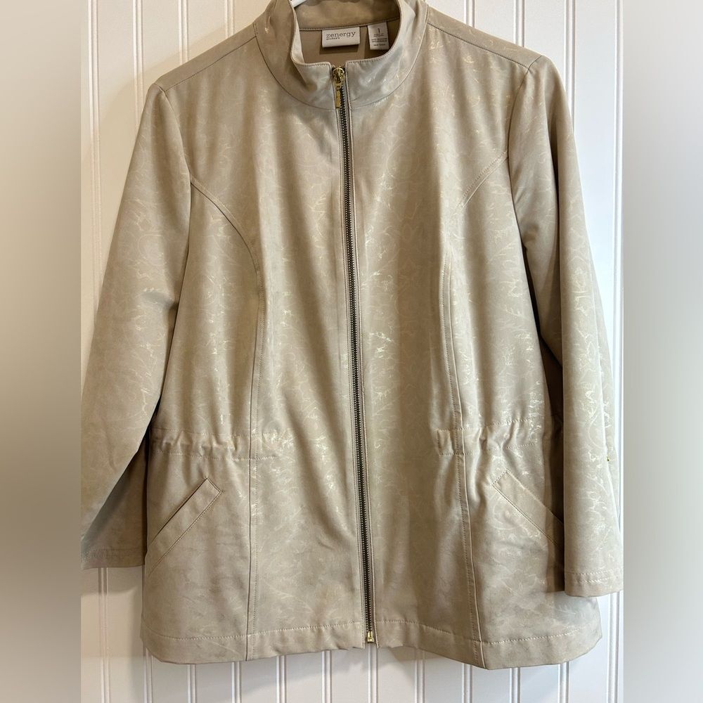 Zenergy by chicos Elegant Beige Utility Jacket for Women - Picture 3 of 15